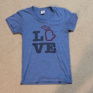 Blue Graphic Mitten Michigan T-Shirt